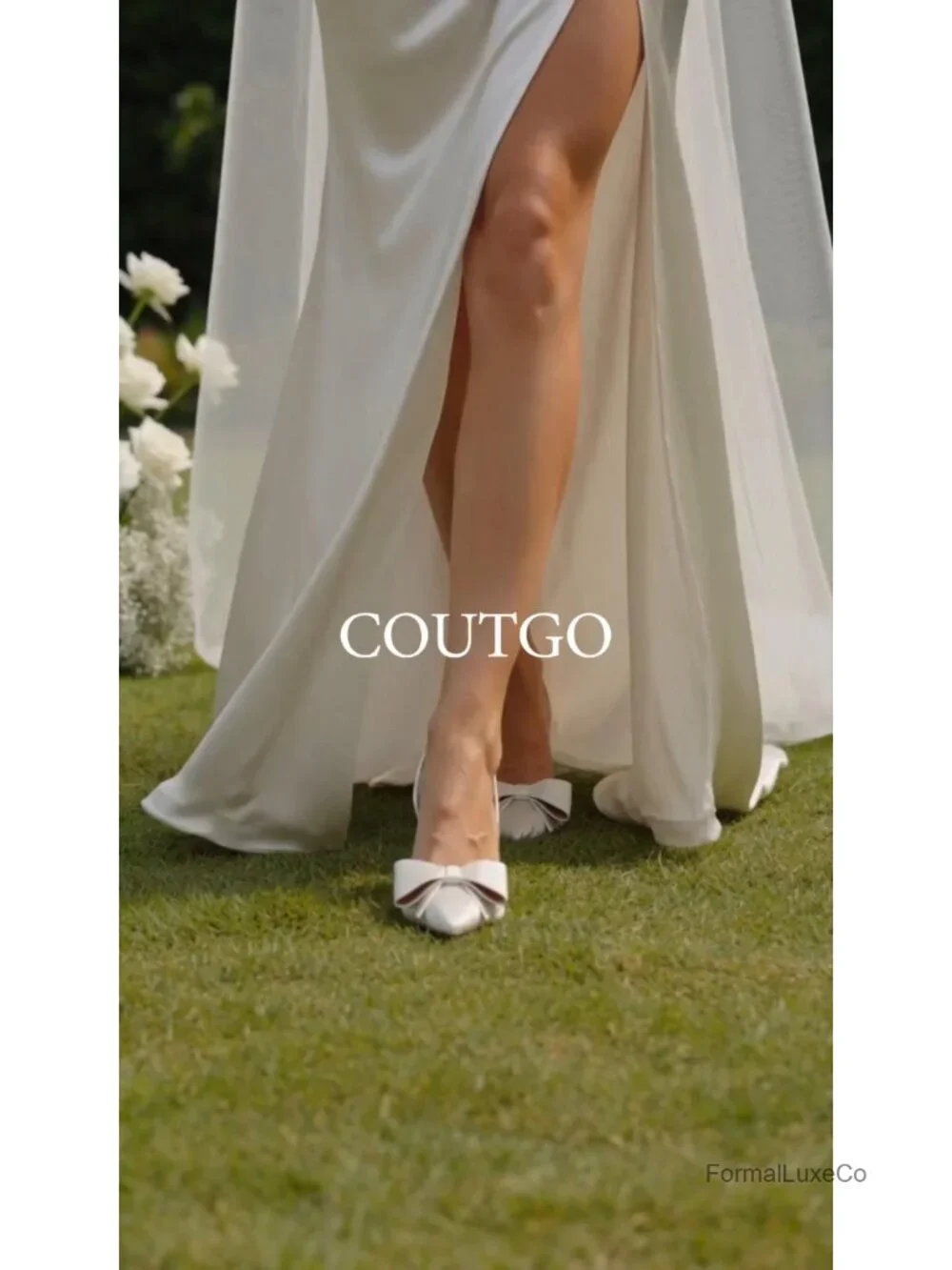 Slingback Kitten Heels Bow Satin Closed Toe Pumps Dress Shoes